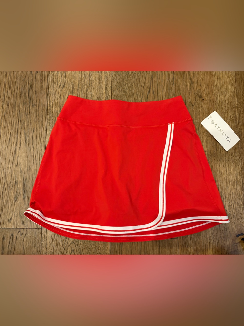 Athleta Red Circle Skirt with White Stripe Trim
